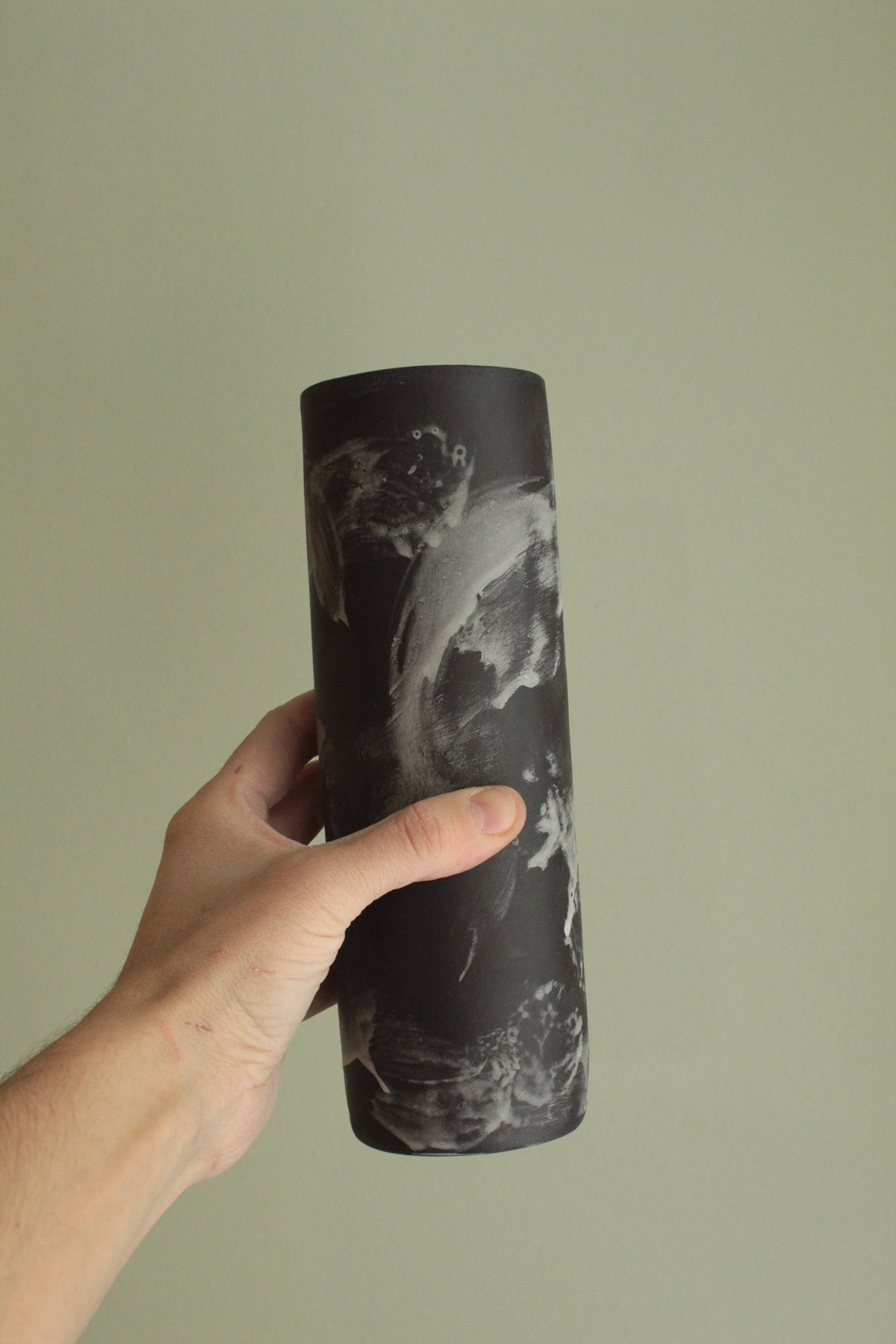 Black cylinder vase