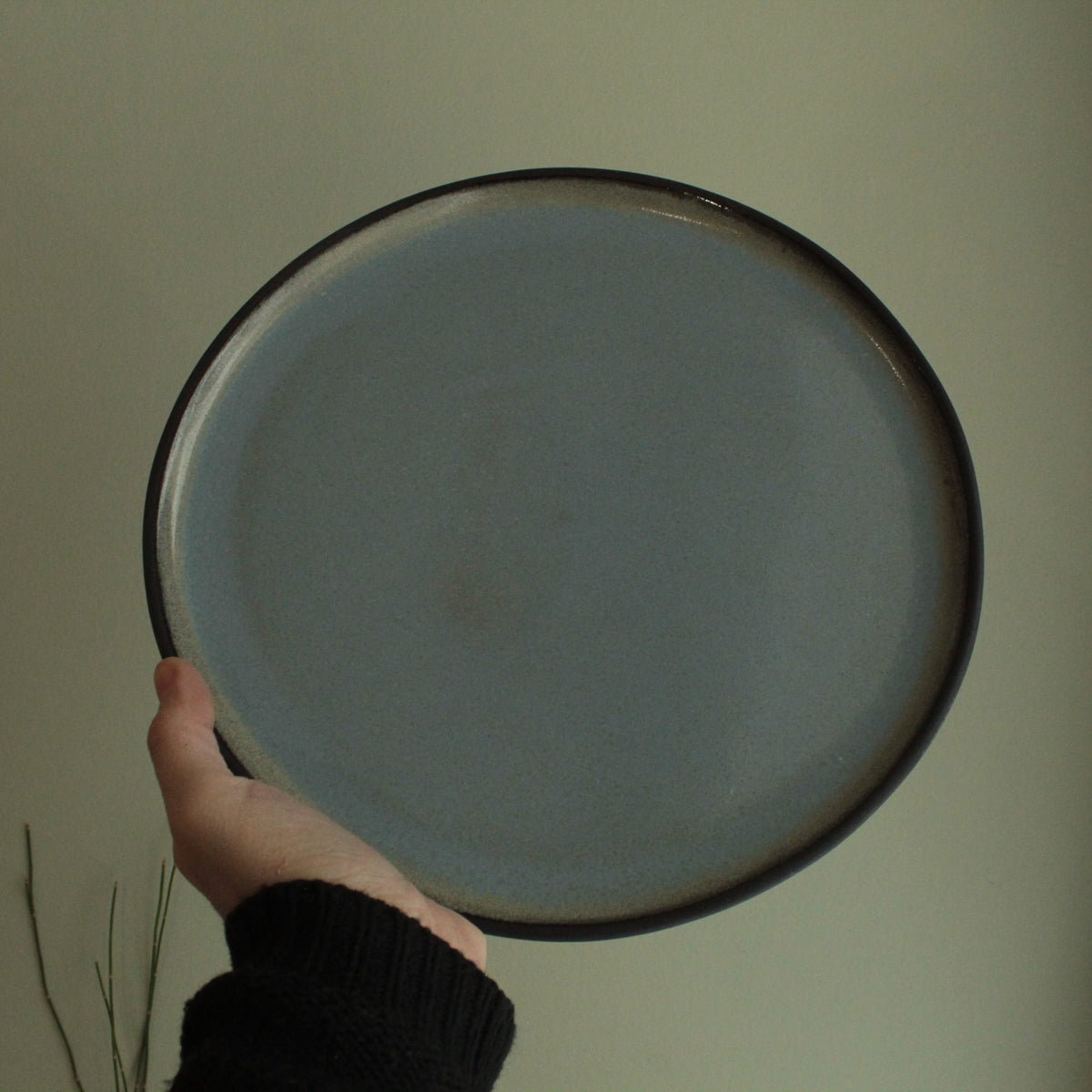 Black and sage dinner plate