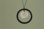 Load image into Gallery viewer, Black hoop and white circle porcelain necklace
