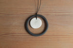 Load image into Gallery viewer, Black hoop and white circle porcelain necklace
