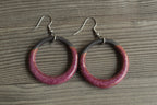 Black and red hoop dangling earrings