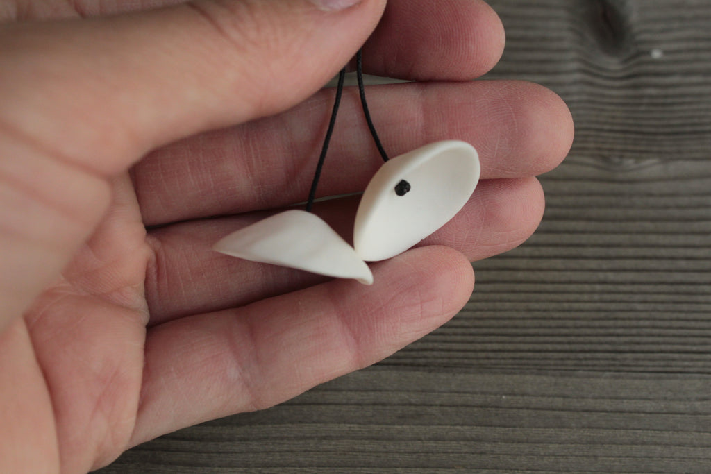 White bell porcelain dangling earrings