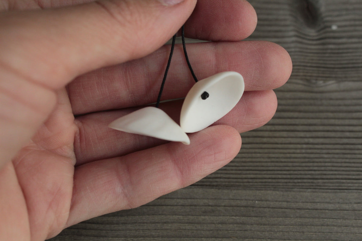 White bell porcelain dangling earrings