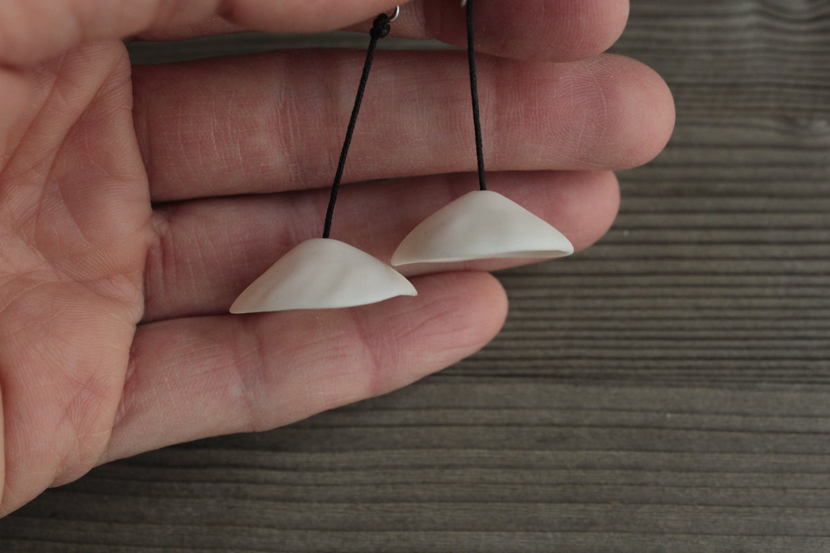 White bell porcelain dangling earrings