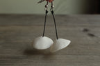 White bell porcelain dangling earrings