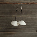 White bell porcelain dangling earrings
