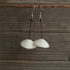 White bell porcelain dangling earrings