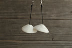 White bell porcelain dangling earrings