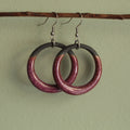 Black and red hoop dangling earrings