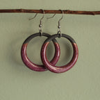 Black and red hoop dangling earrings