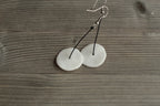 White circle porcelain dangling earrings
