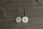 White circle porcelain dangling earrings