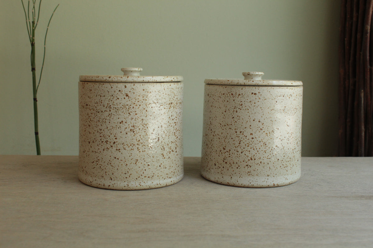 White speckled cookie jar
