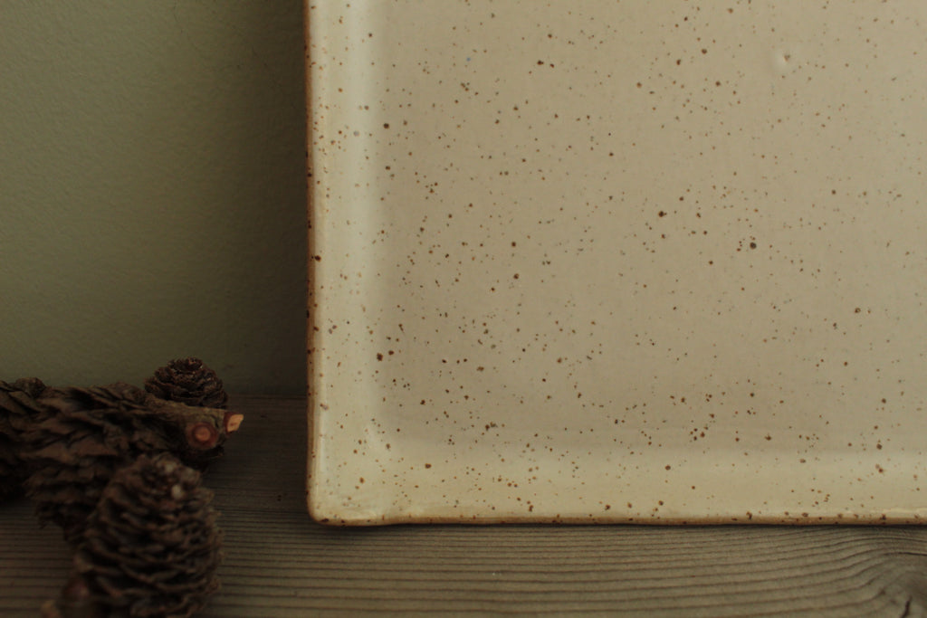 Rectangular serving platter - white speckled