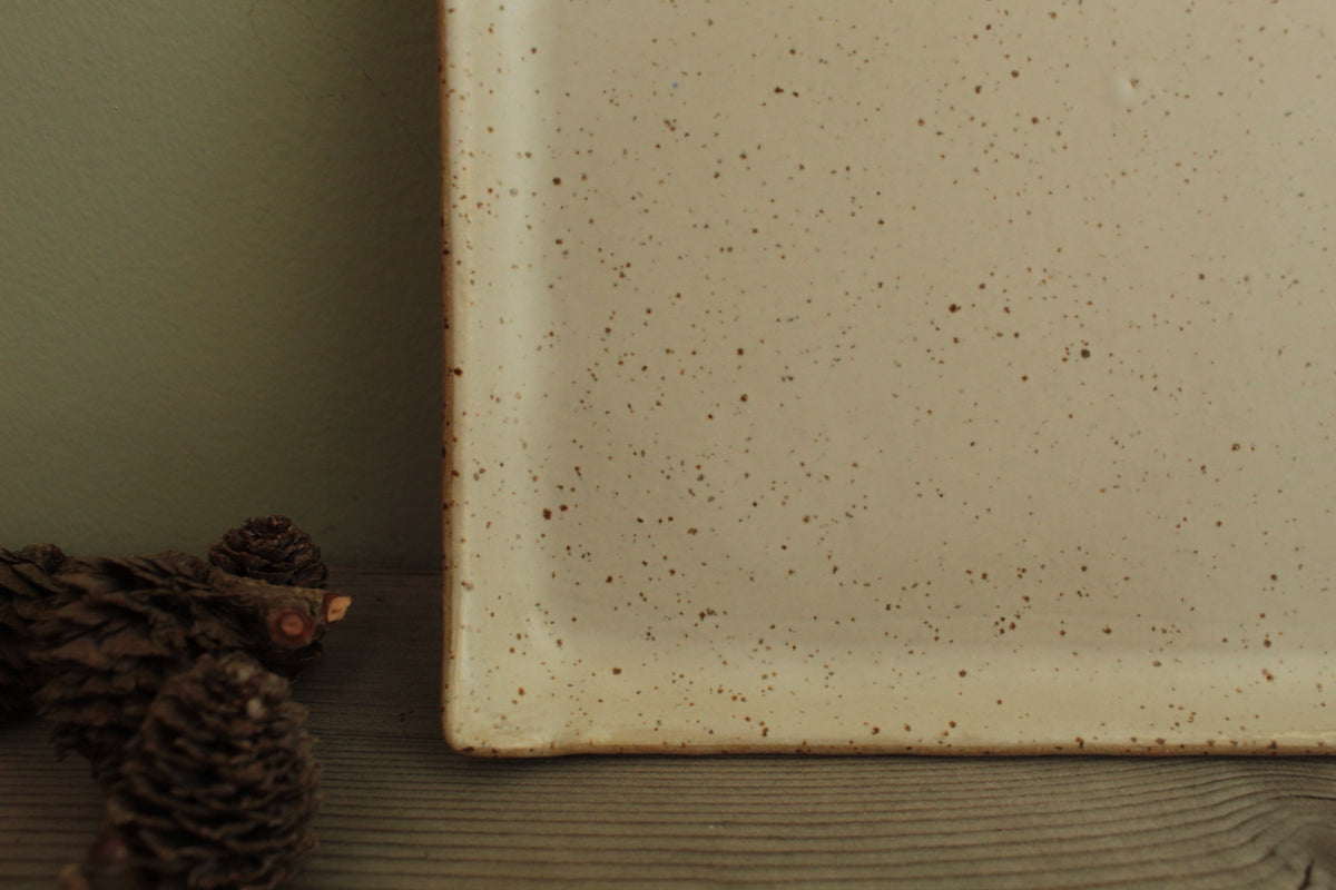 Rectangular serving platter - white speckled