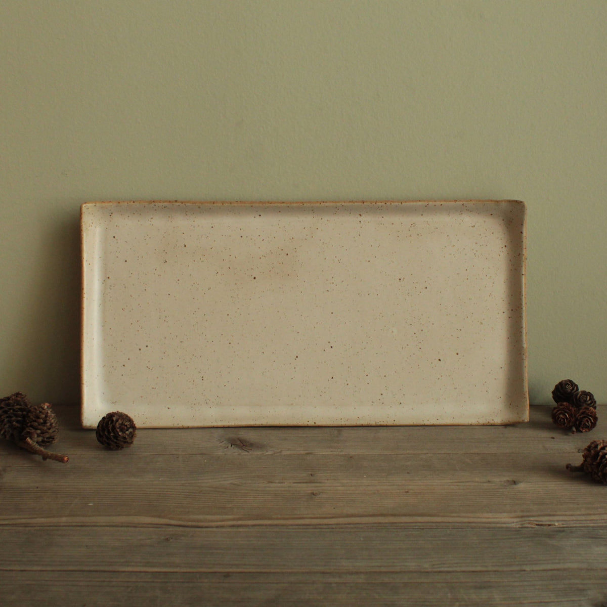 Rectangular serving platter - white speckled
