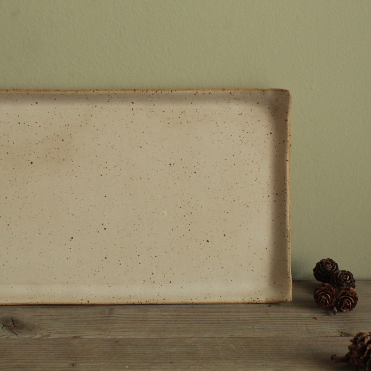 Rectangular serving platter - white speckled
