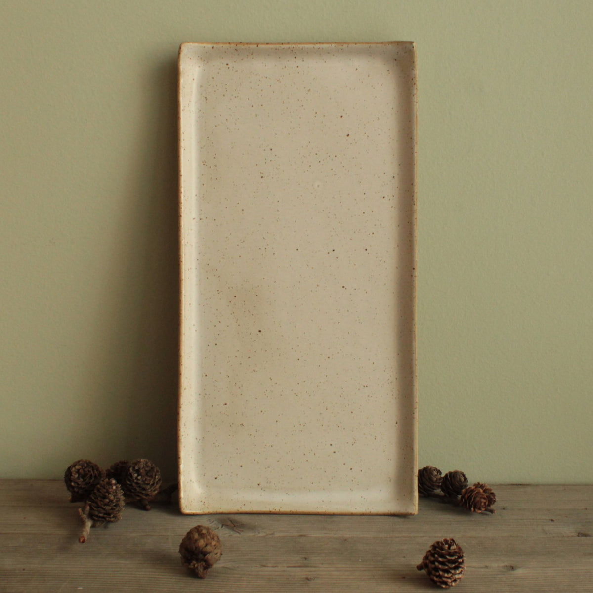 Rectangular serving platter - white speckled