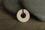 Marble porcelain necklace with leather cord - red