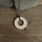 Marble porcelain necklace with leather cord - black & red