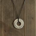 Marble porcelain necklace with leather cord - black