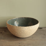 Load image into Gallery viewer, Beige bowl with ciel or green glaze
