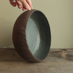 Load image into Gallery viewer, Brown and dark ciel serving bowl
