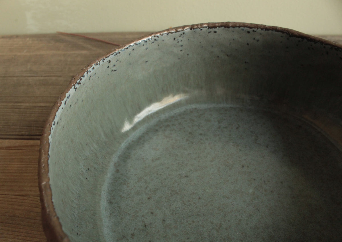 Brown and dark sage serving bowl