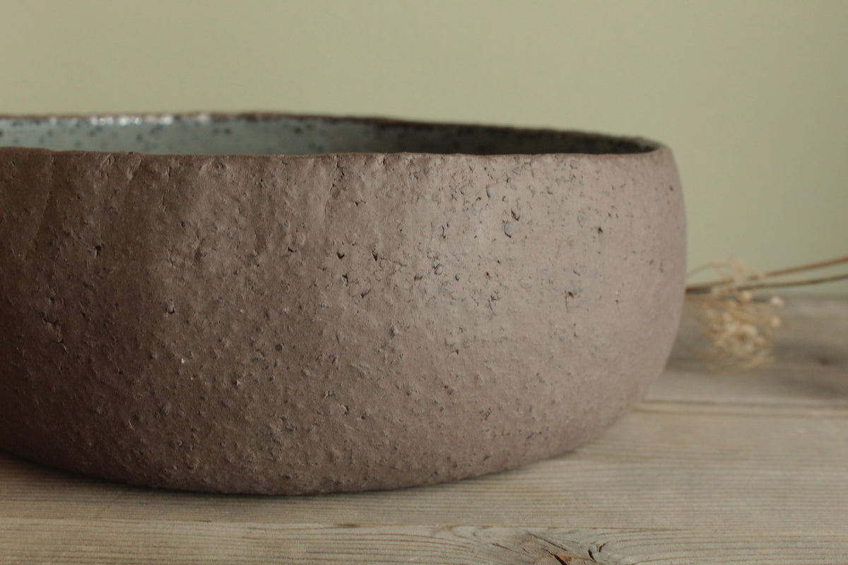 Brown and dark sage serving bowl