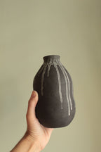 Double bellied small vase with drippings