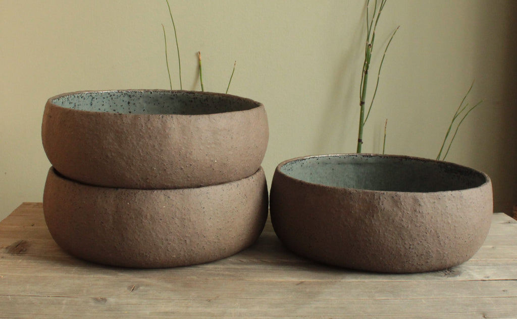 Brown and dark sage serving bowl