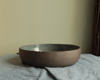 Brown and dark sage serving bowl Large