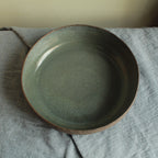 Brown and dark sage serving bowl Large