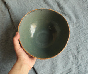 Yellow bowl with ciel glaze