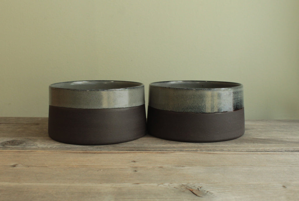 Dark sage serving bowl - small