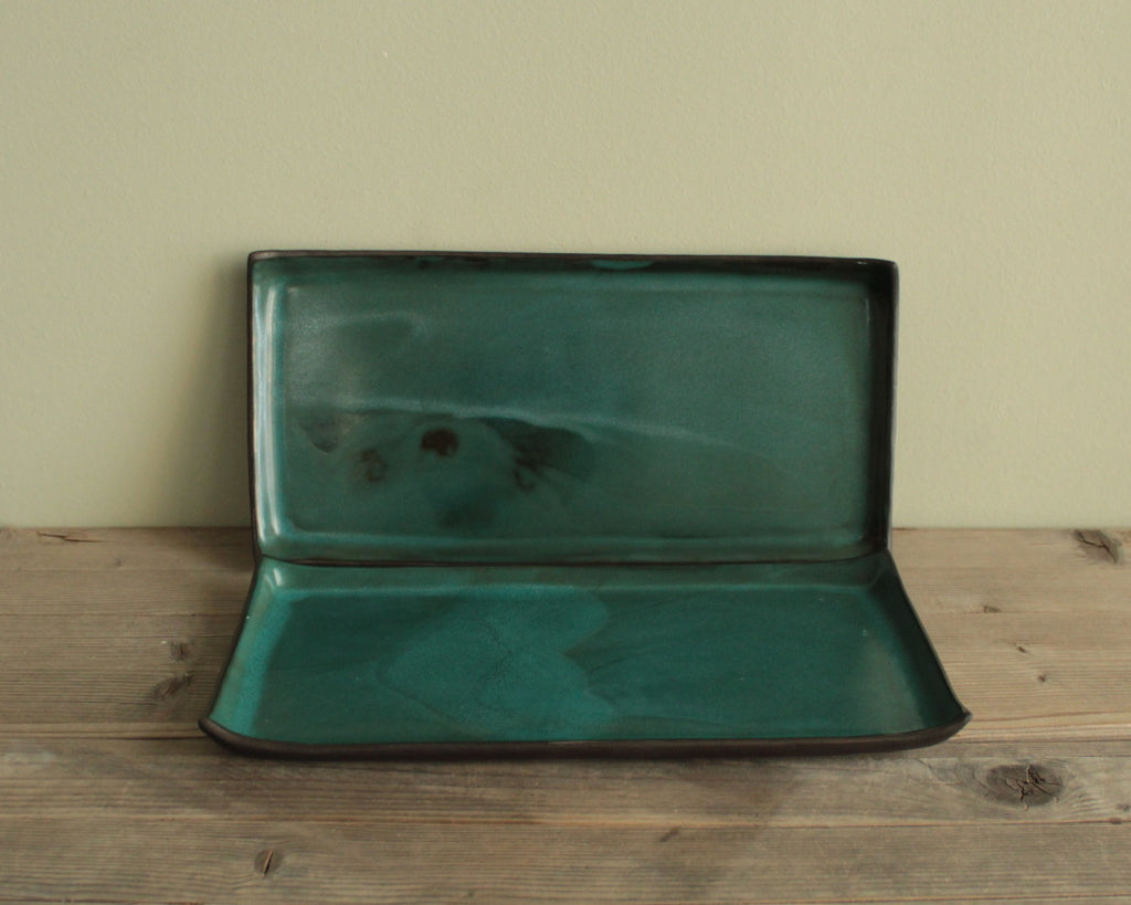 Rectangular serving platter - botanical green