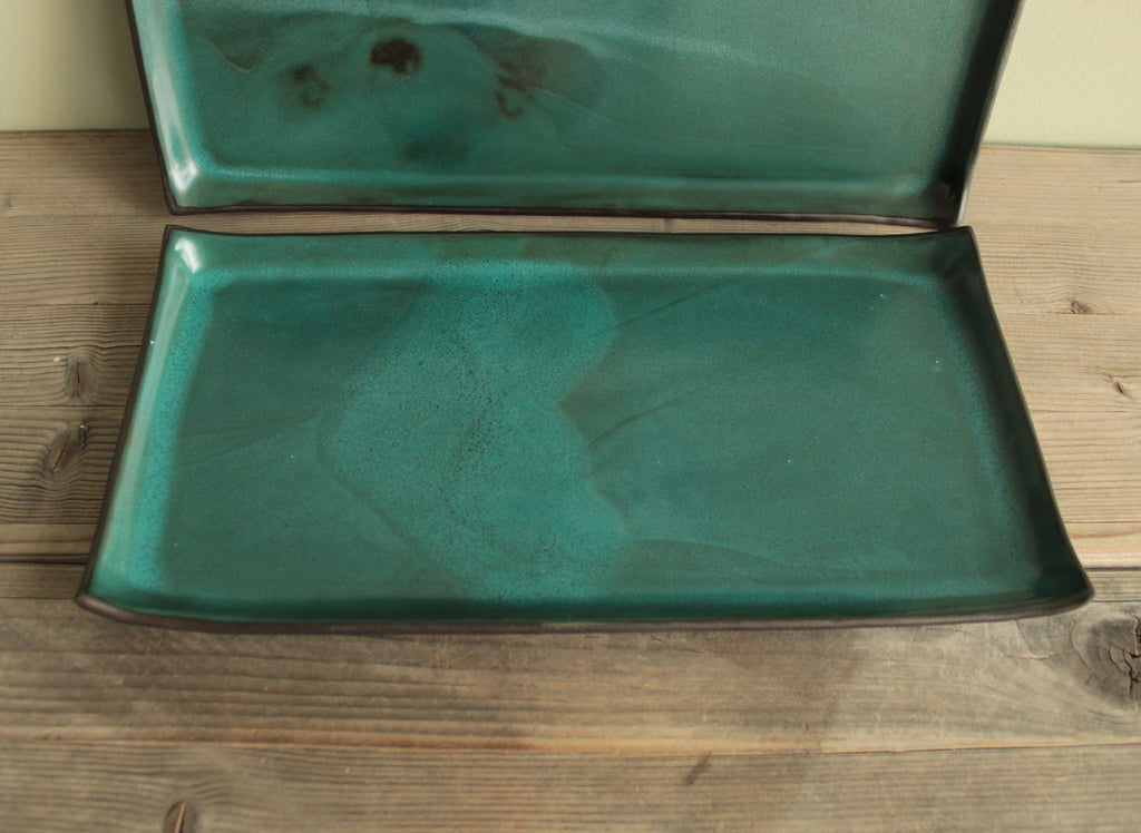 Rectangular serving platter - botanical green