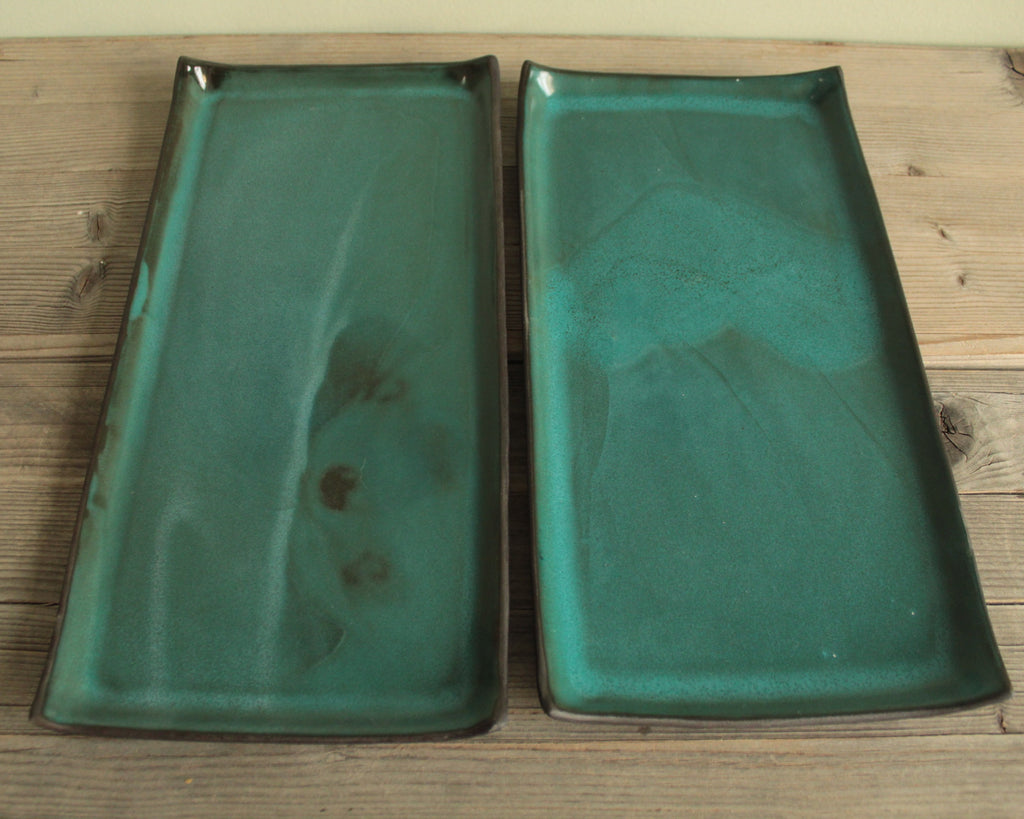 Rectangular serving platter - botanical green
