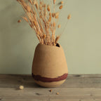 Desert sand vase with red stripe