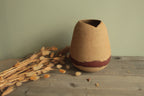 Desert sand vase with red stripe
