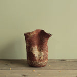 Load image into Gallery viewer, Crumbled red lava vase

