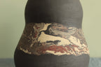 Double bellied vase with geology stripe