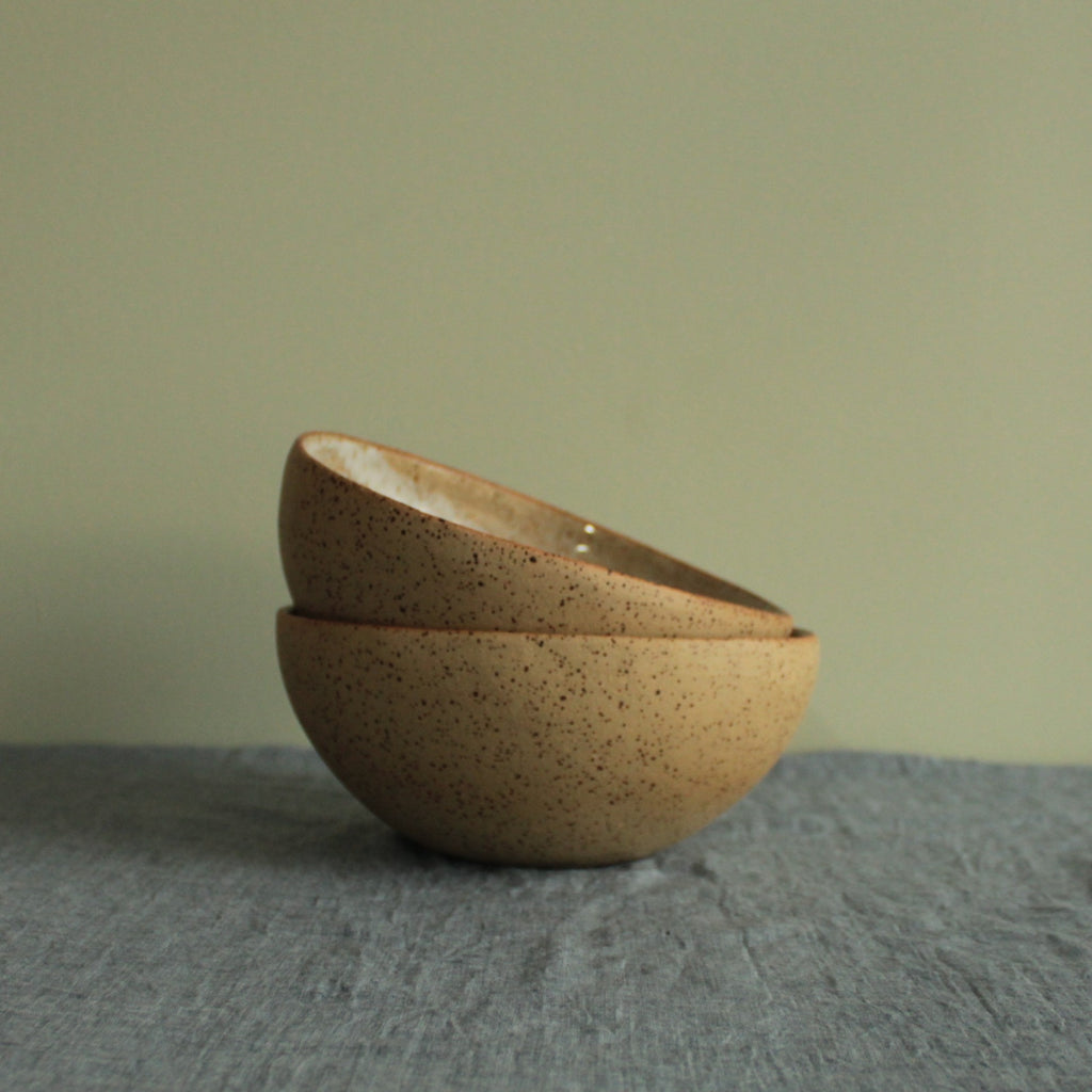 Yellow bowl with silky white glaze