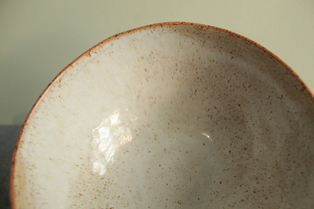 Yellow bowl with silky white glaze