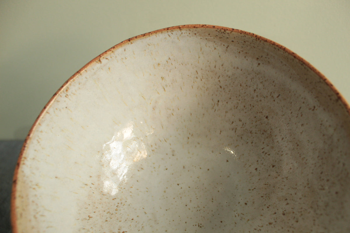 Yellow bowl with silky white glaze