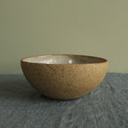 Yellow bowl with silky white glaze