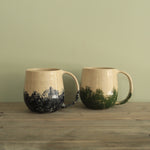 Load image into Gallery viewer, 400ml White mug with blue or green design
