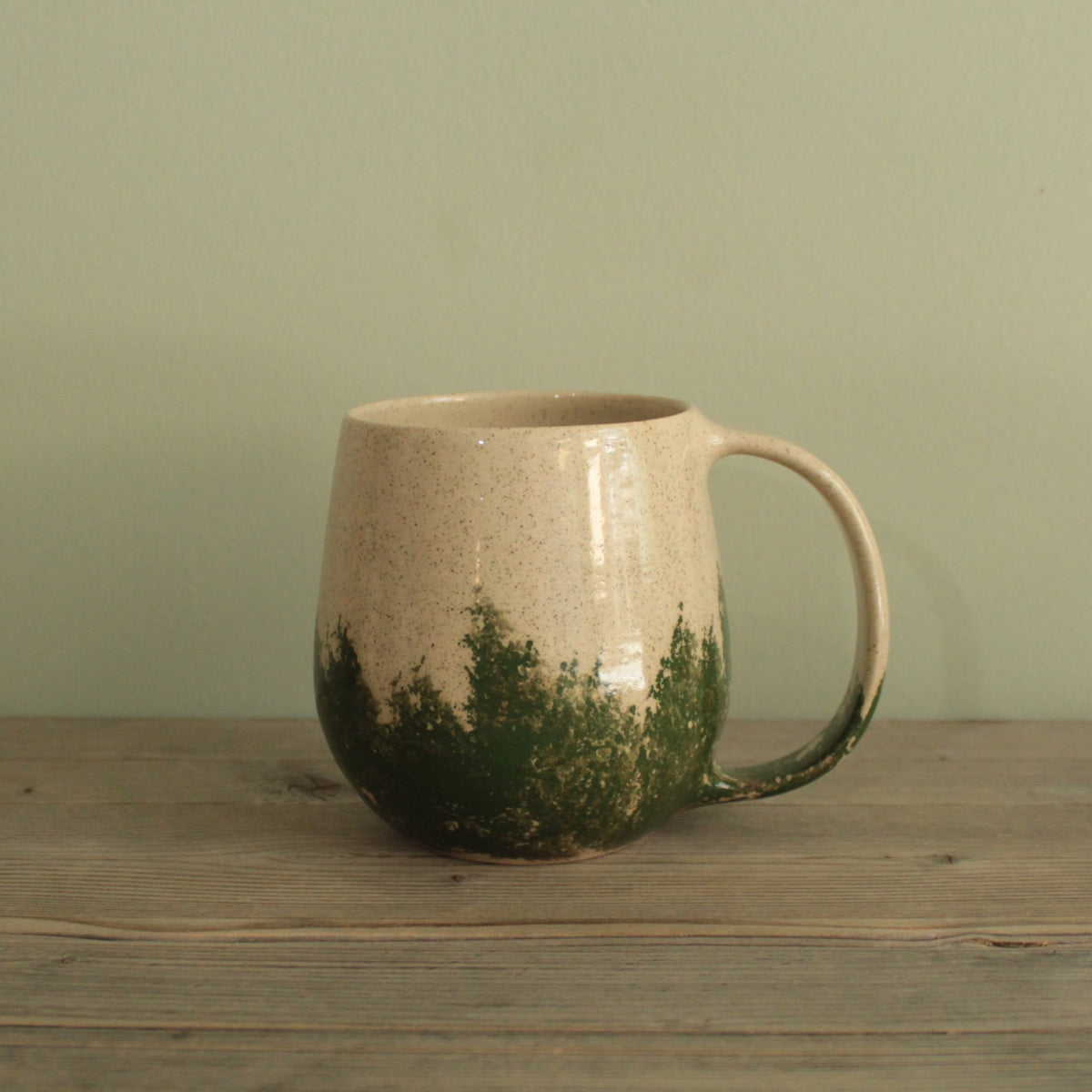 400ml White mug with blue or green design