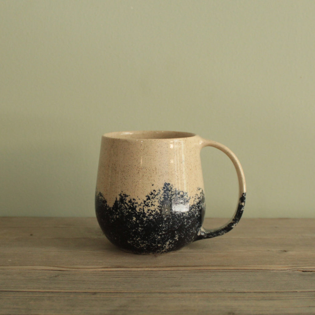 400ml White mug with blue or green design