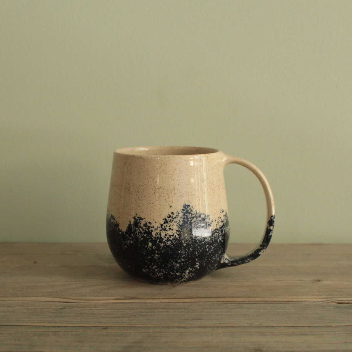 400ml White mug with blue or green design